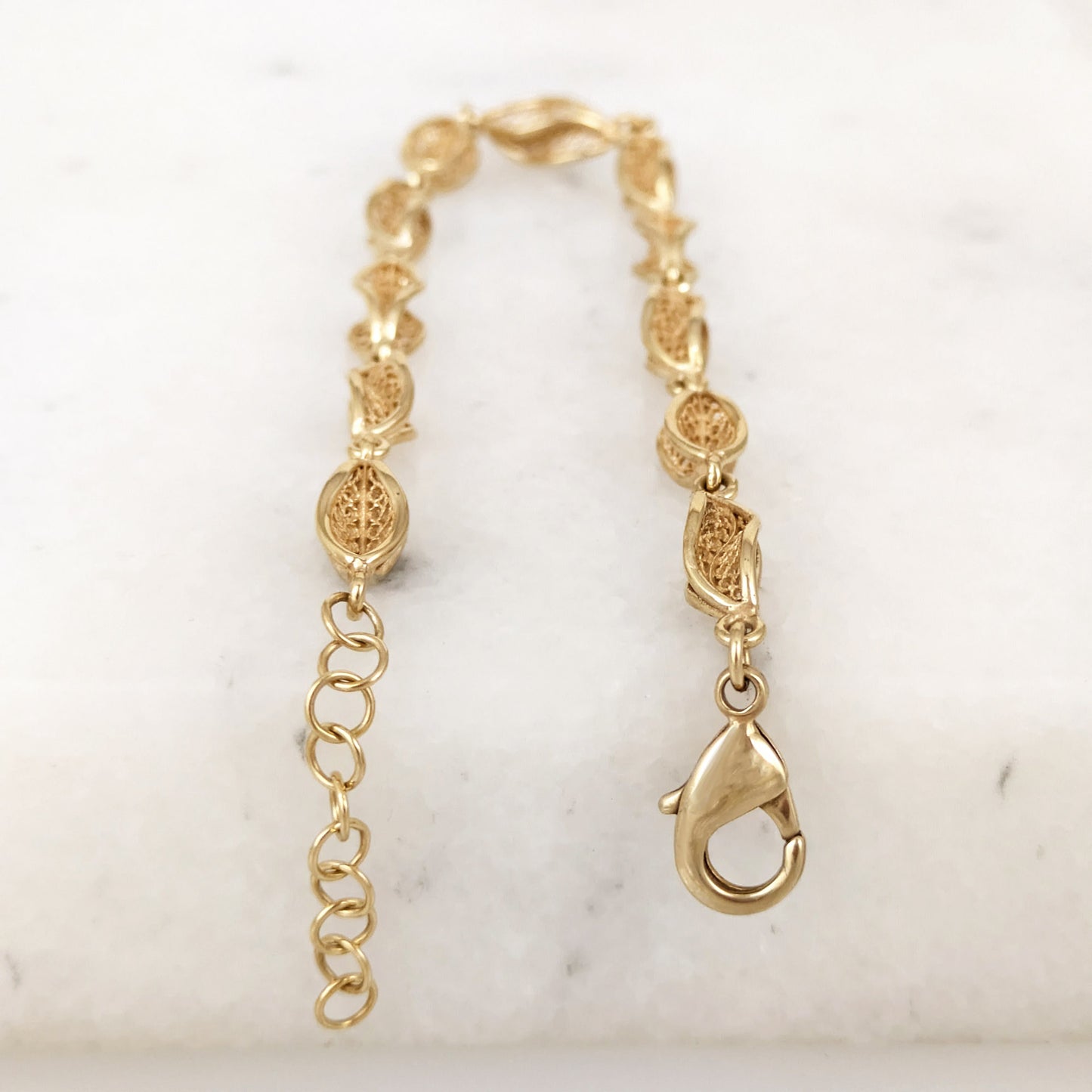 Marquise Filigree Link Bracelet Adjustable