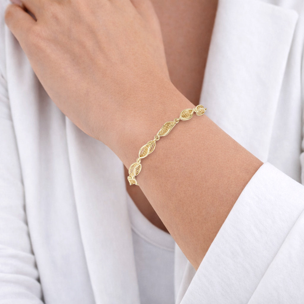 Marquise Filigree Link Bracelet Adjustable