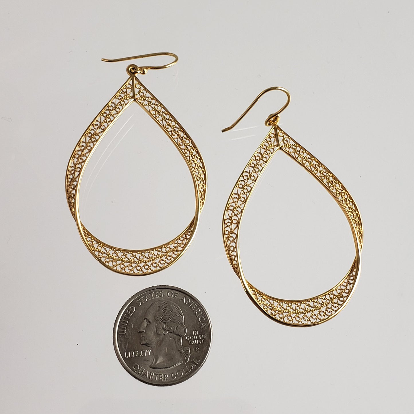 Large Filigree Ribbon Drop Earrings