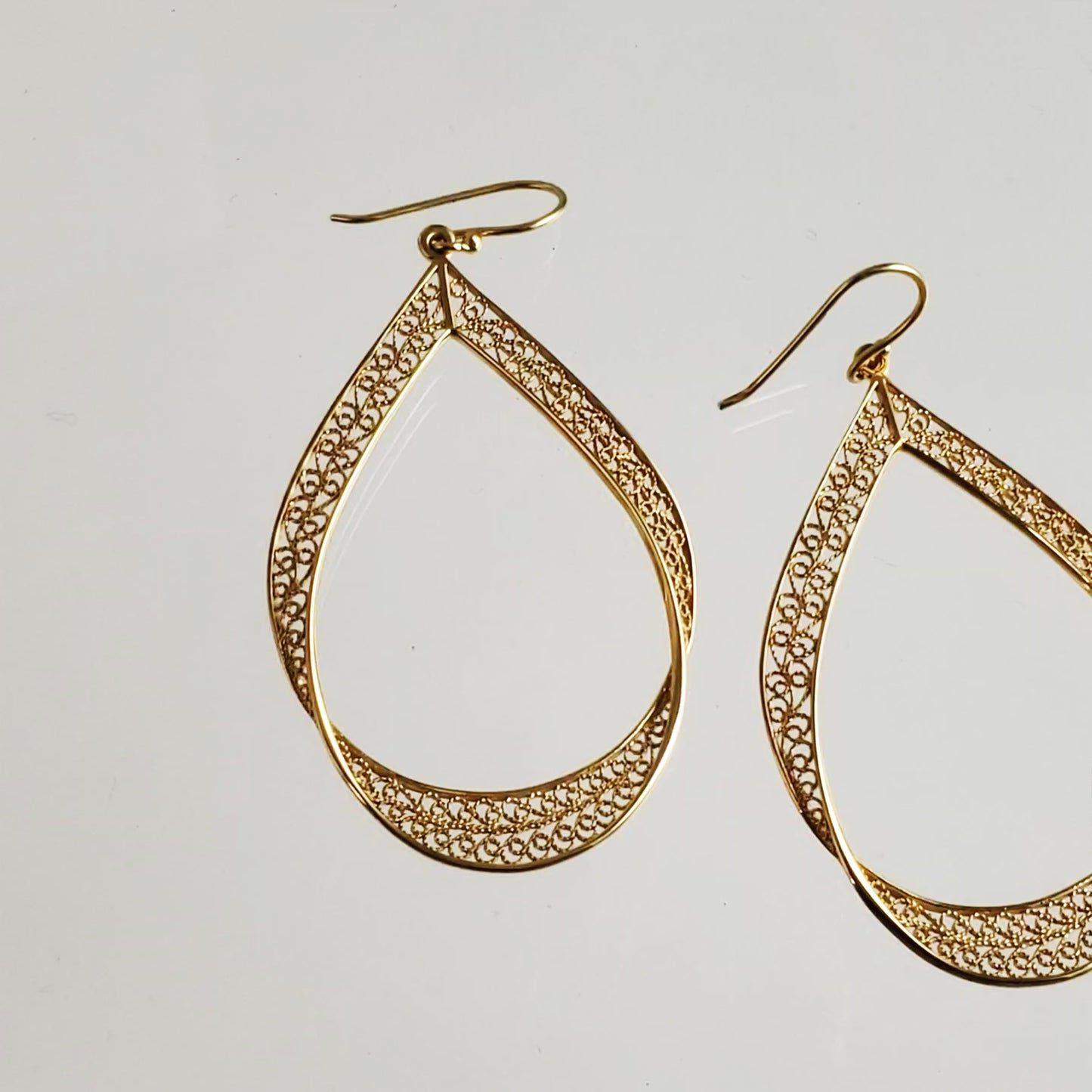 Large Filigree Ribbon Drop Earrings