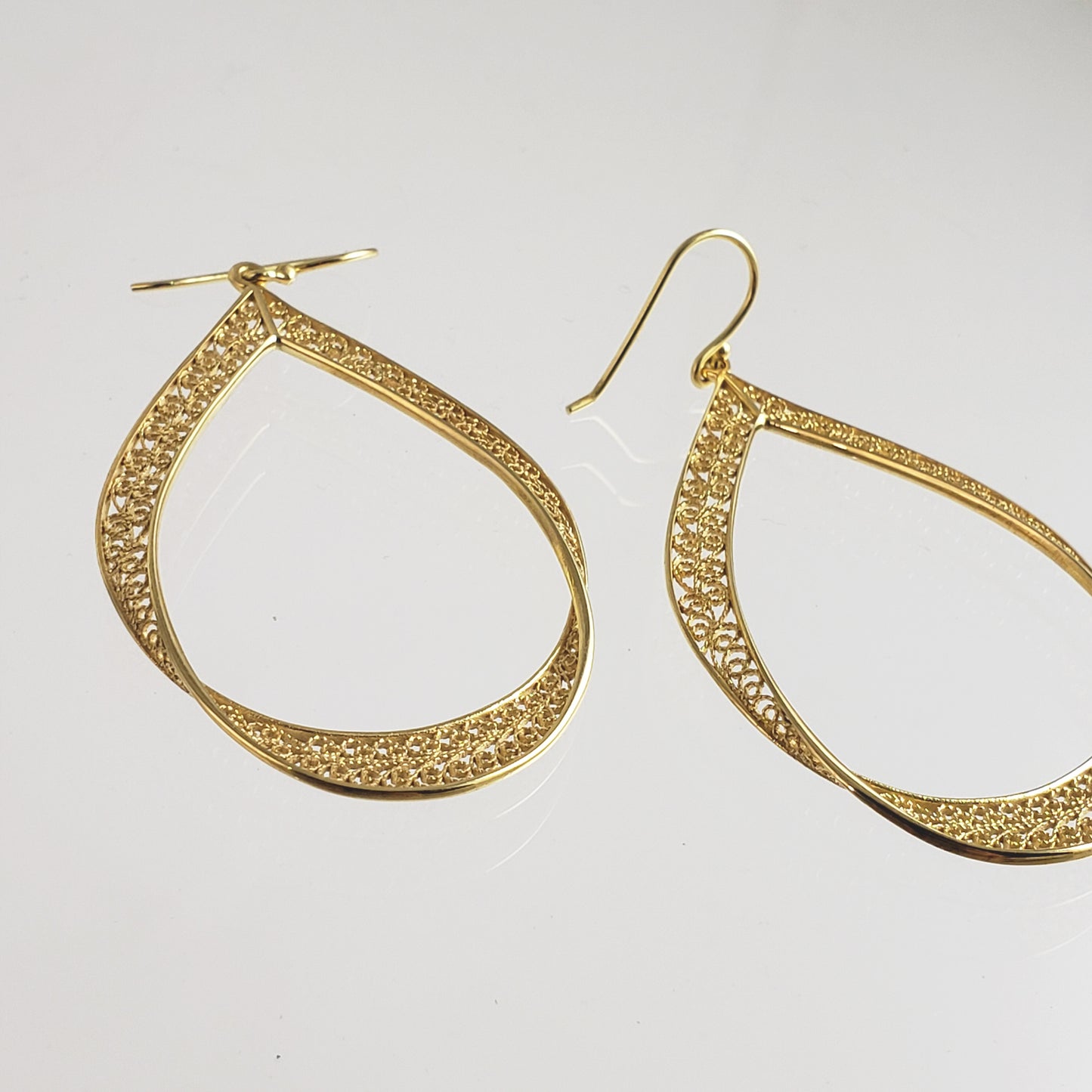 Large Filigree Ribbon Drop Earrings