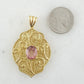 Filigree Pendant with Morganite-Colored Quartz – 10x14mm Gemstone