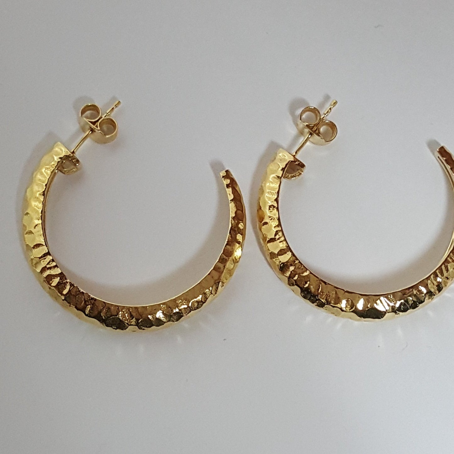 Hammered Textured Crescent Hoop Earrings