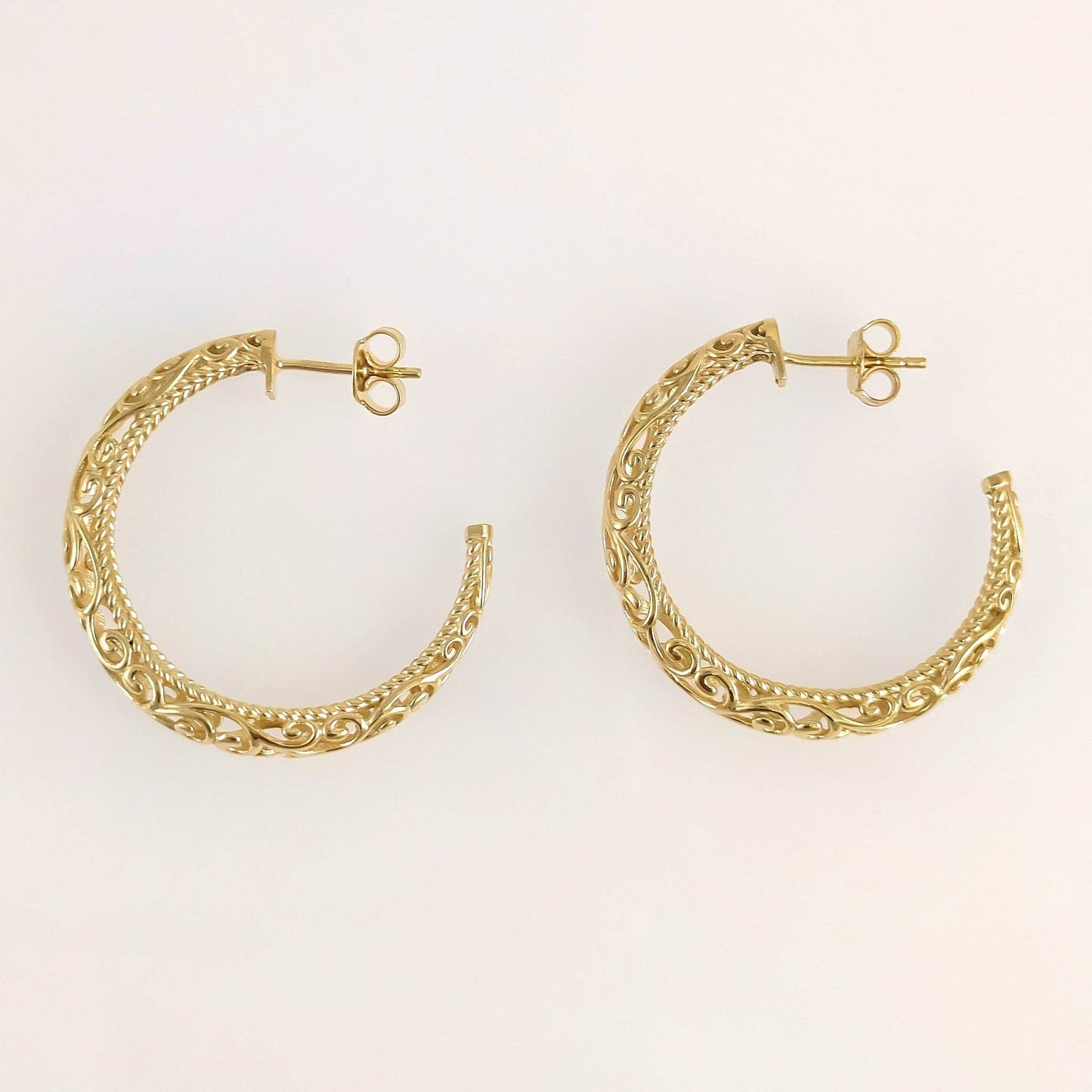 Swirl Filigree Half Hoop Earrings - TurkishBling