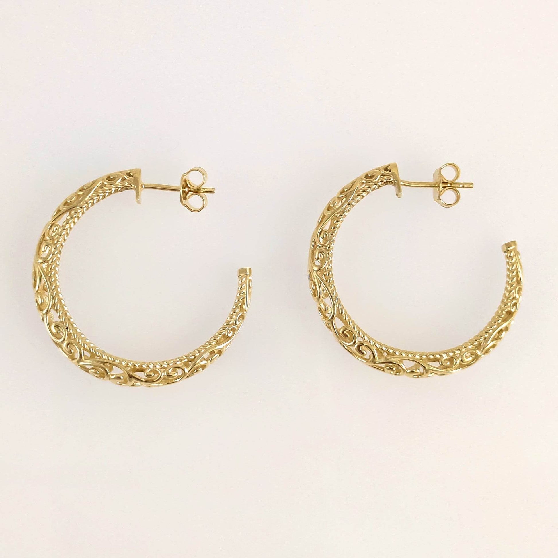 Swirl Filigree Half Hoop Earrings - TurkishBling