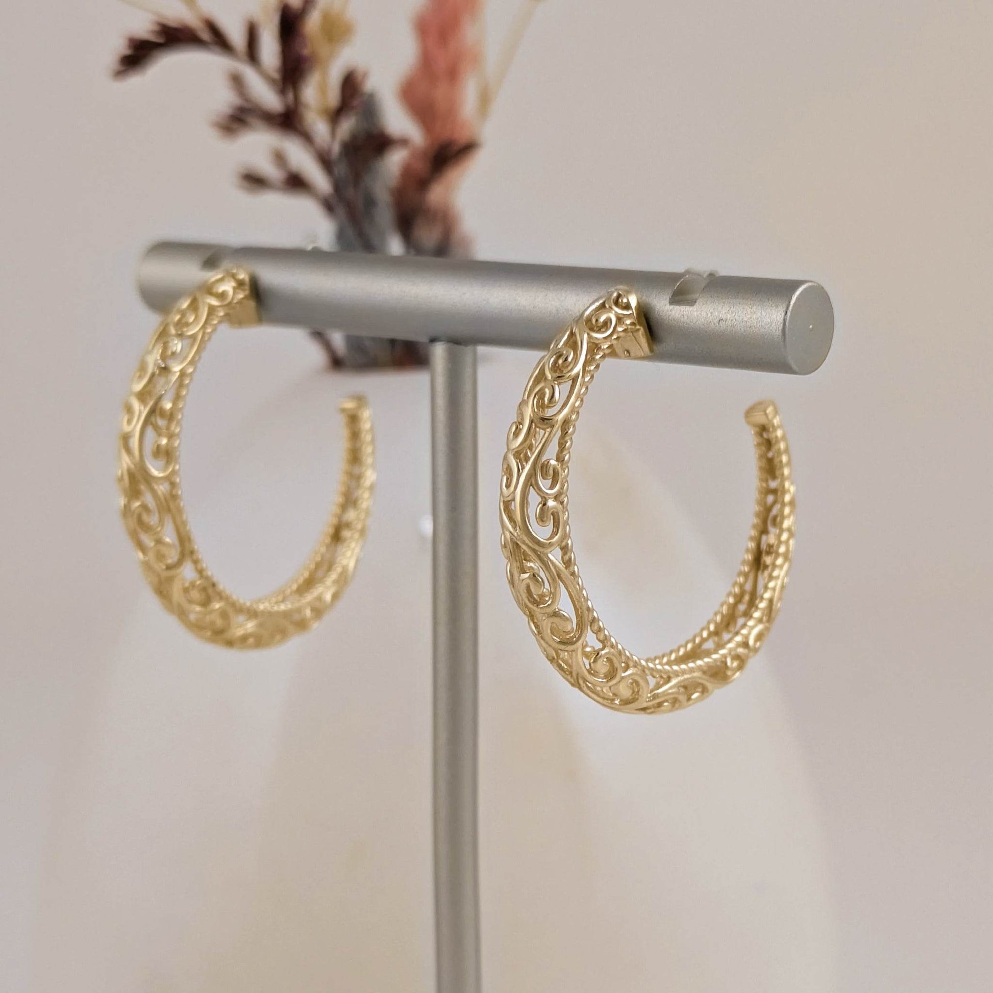 Swirl Filigree Half Hoop Earrings - TurkishBling