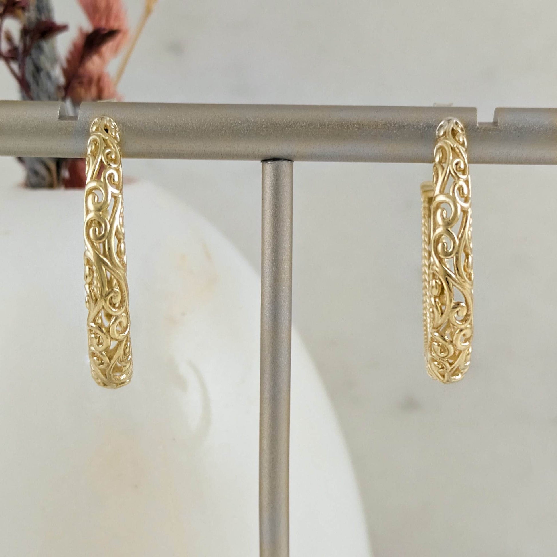 Swirl Filigree Half Hoop Earrings - TurkishBling