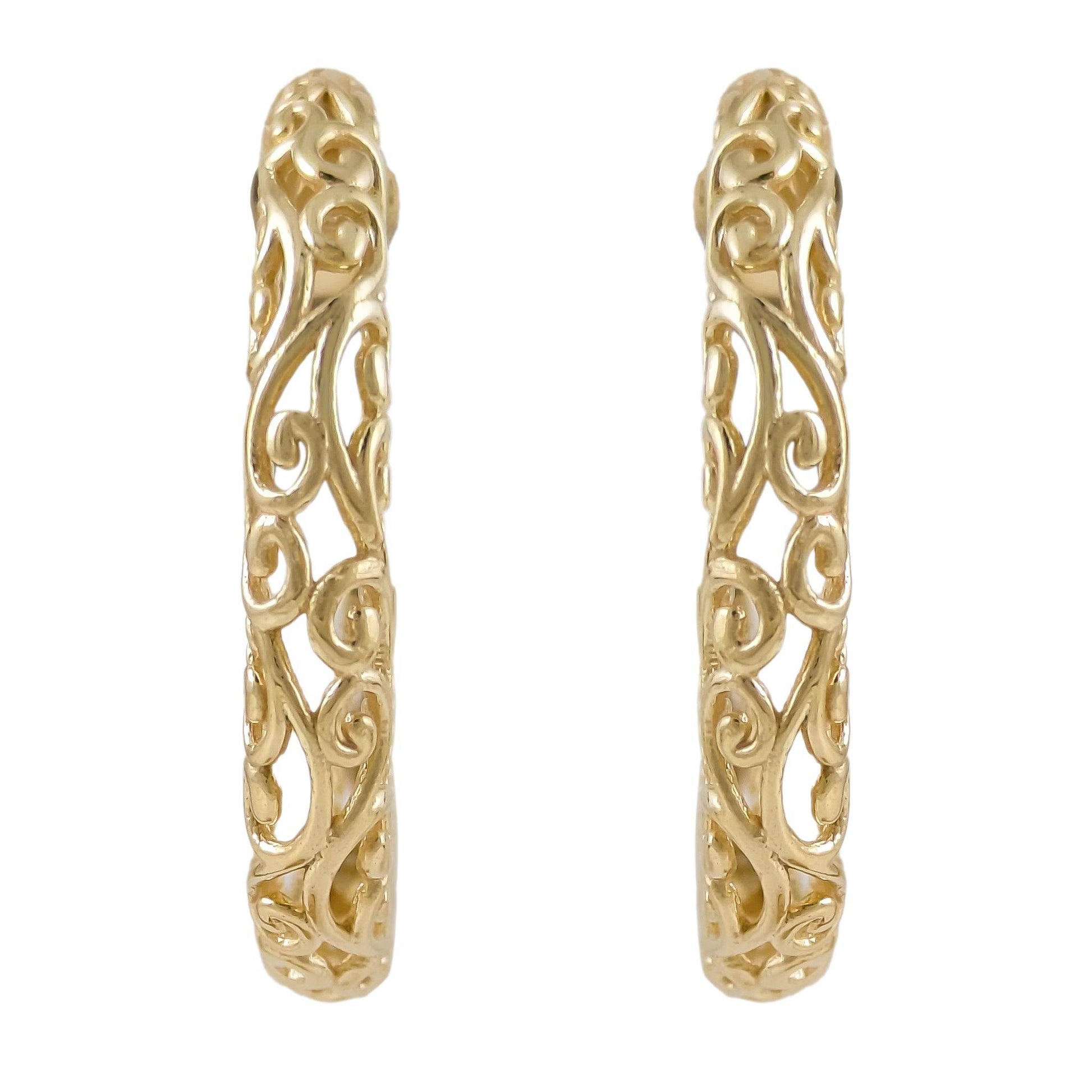 Swirl Filigree Half Hoop Earrings - TurkishBling