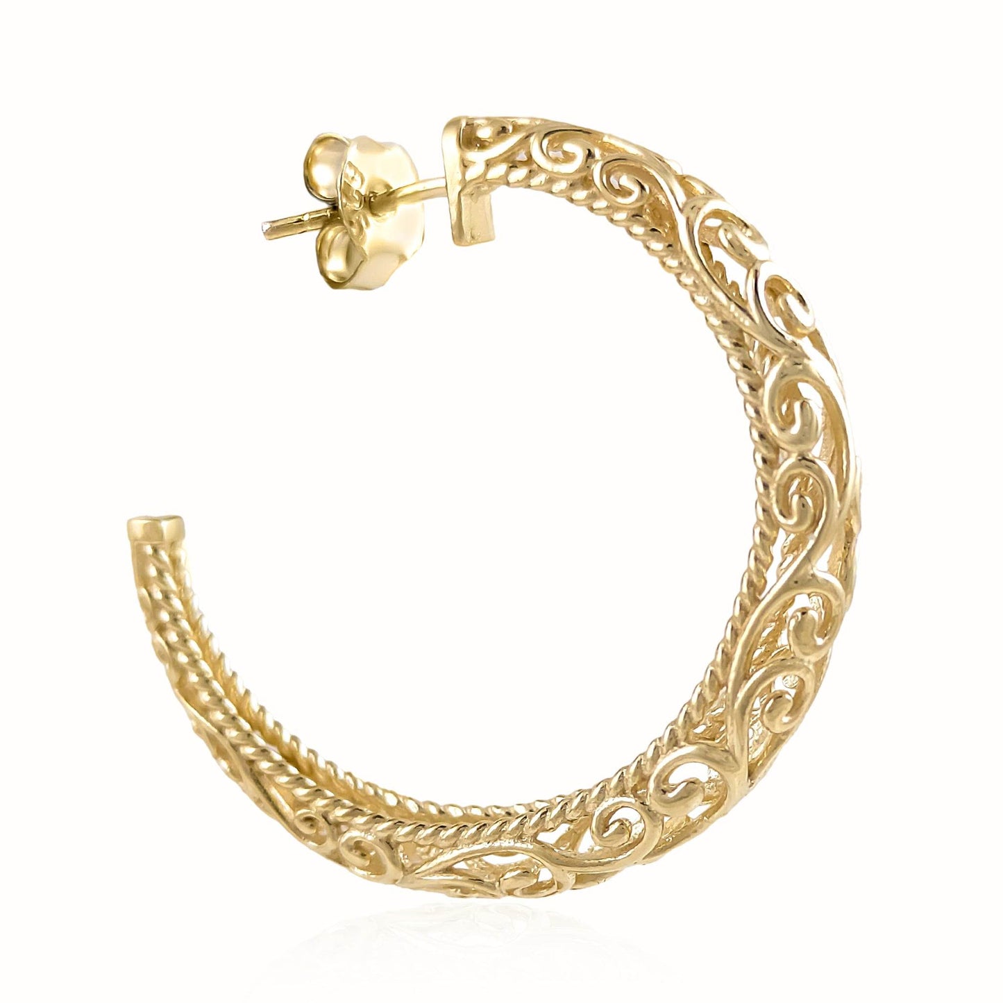 Swirl Filigree Half Hoop Earrings - TurkishBling
