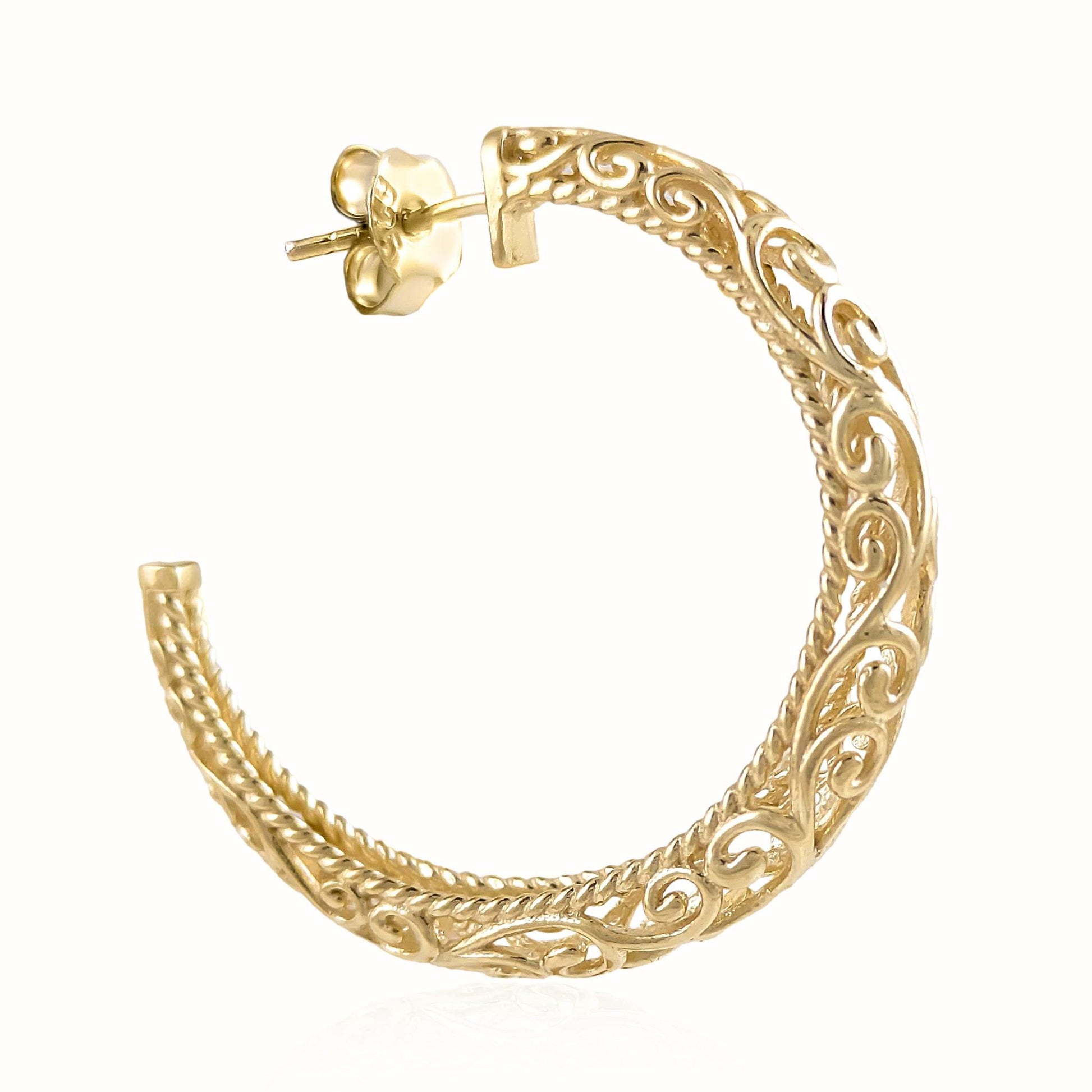Swirl Filigree Half Hoop Earrings - TurkishBling