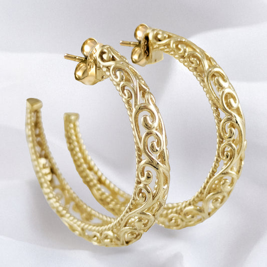 Swirl Filigree Half Hoop Earrings