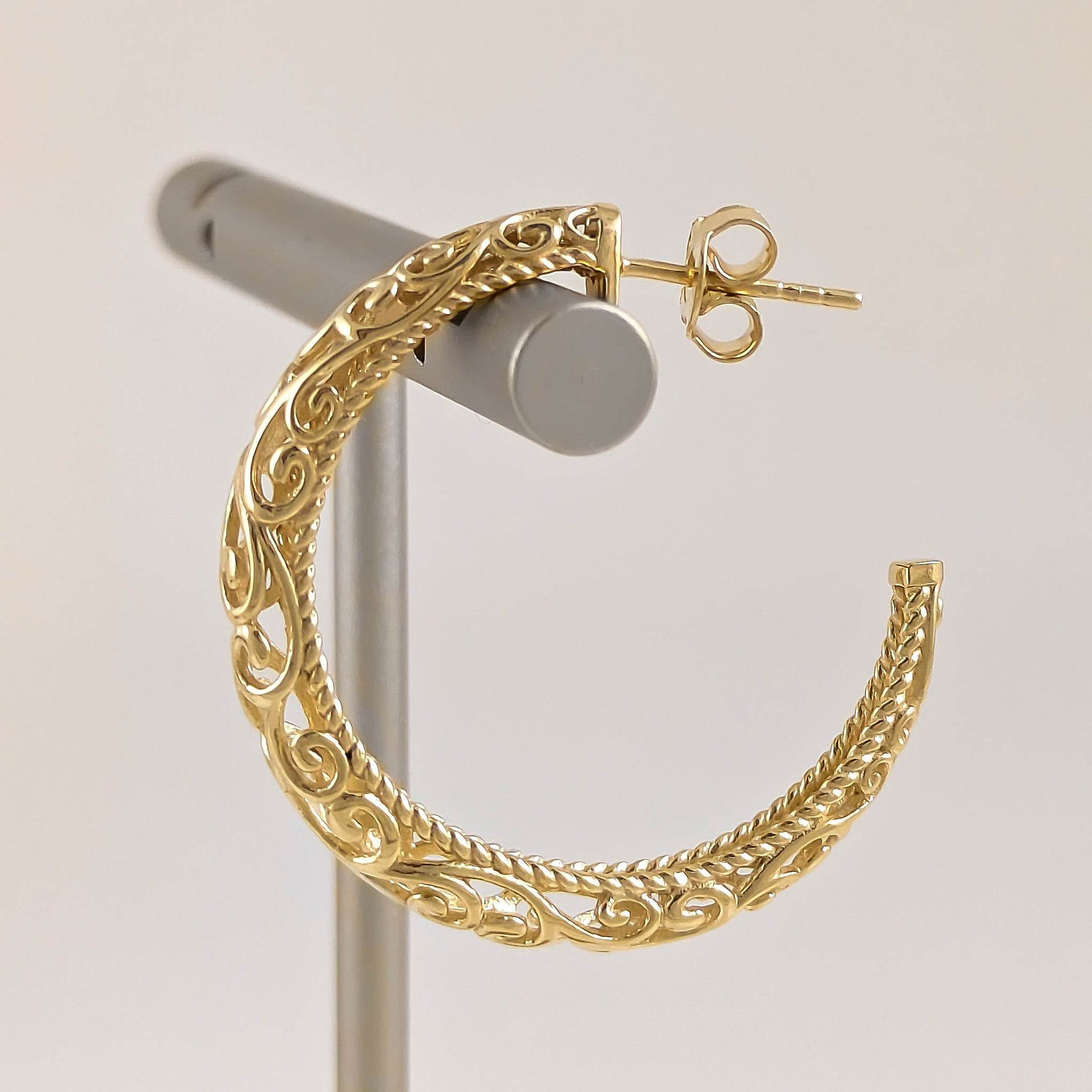 Swirl Filigree Half Hoop Earrings - TurkishBling