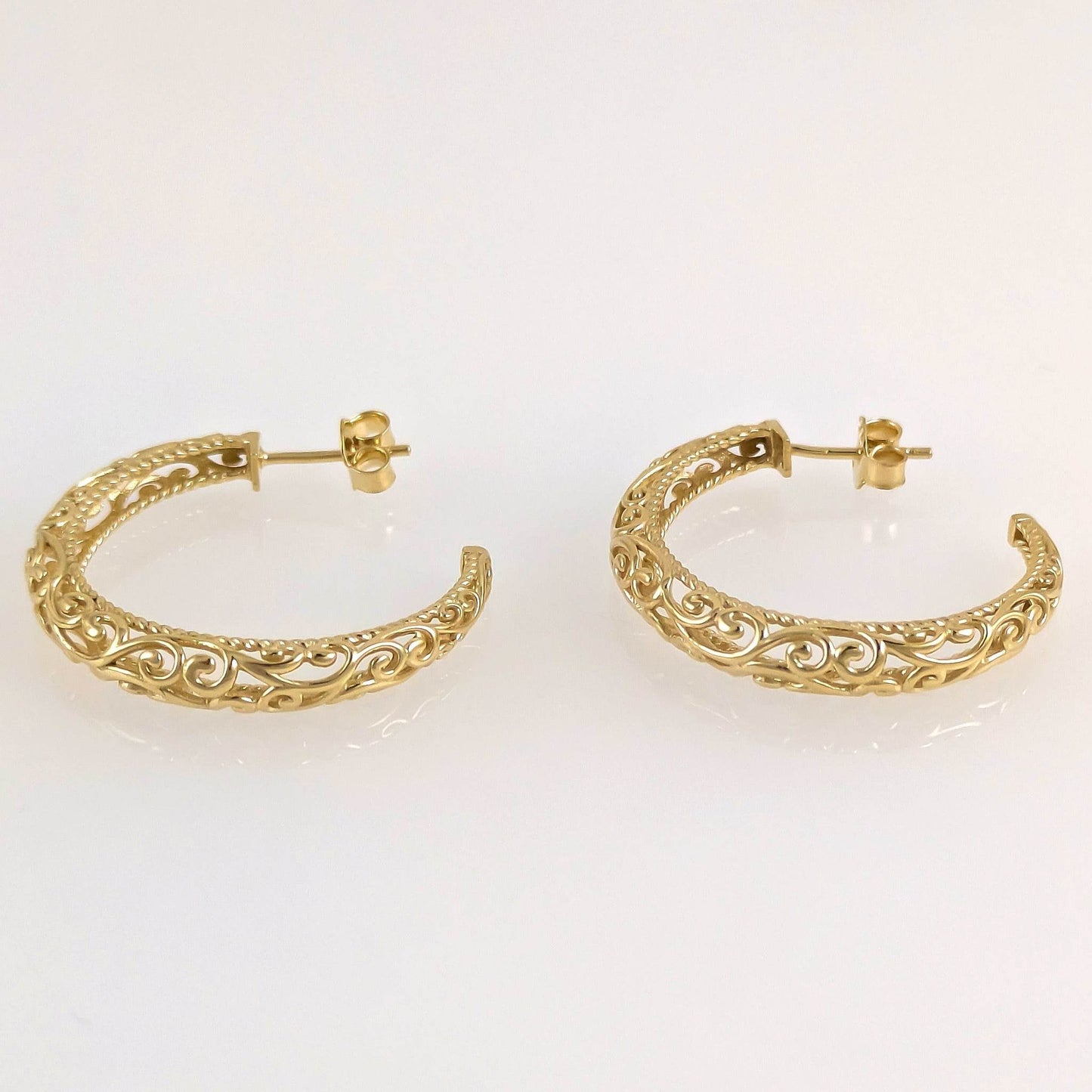 Swirl Filigree Half Hoop Earrings - TurkishBling