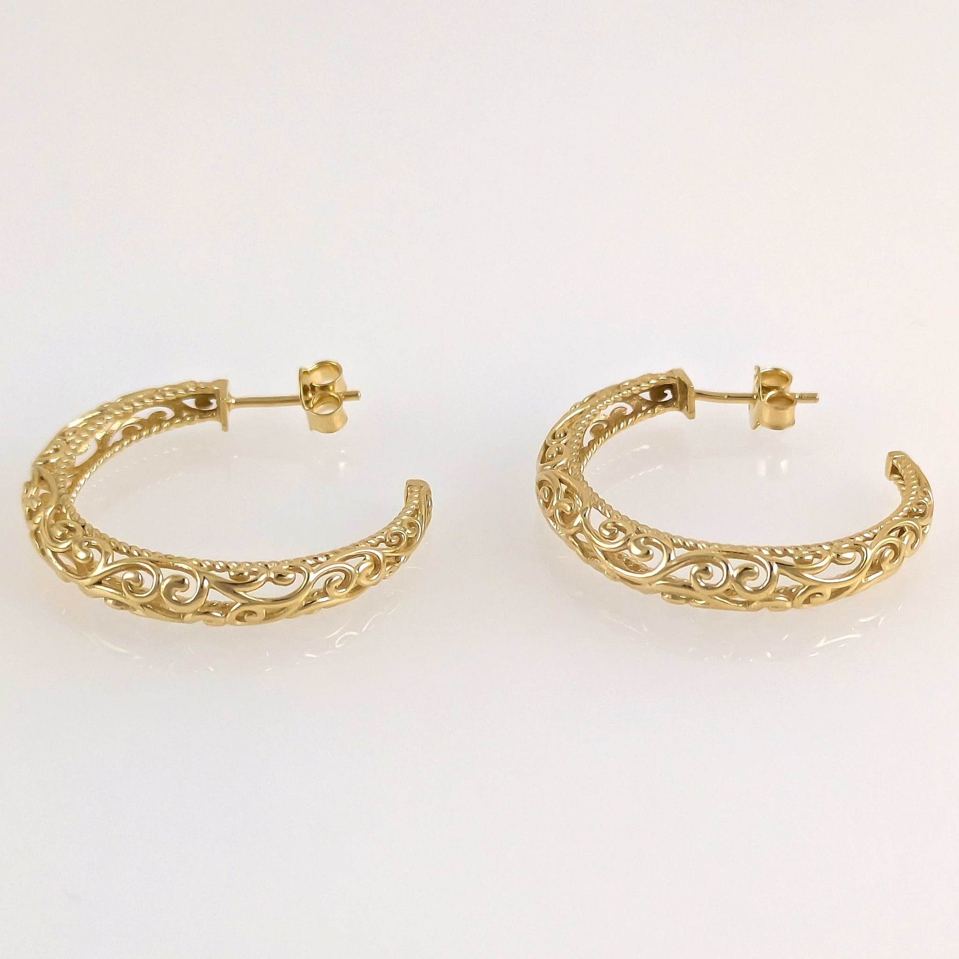 Swirl Filigree Half Hoop Earrings - TurkishBling