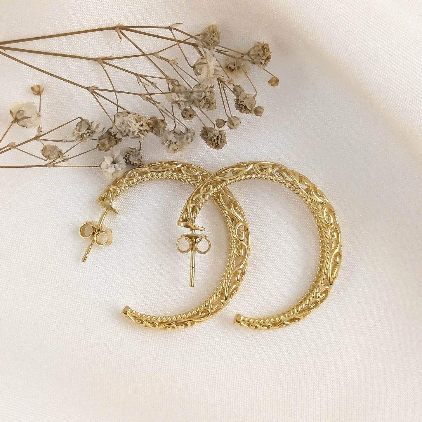 Swirl Filigree Half Hoop Earrings - TurkishBling