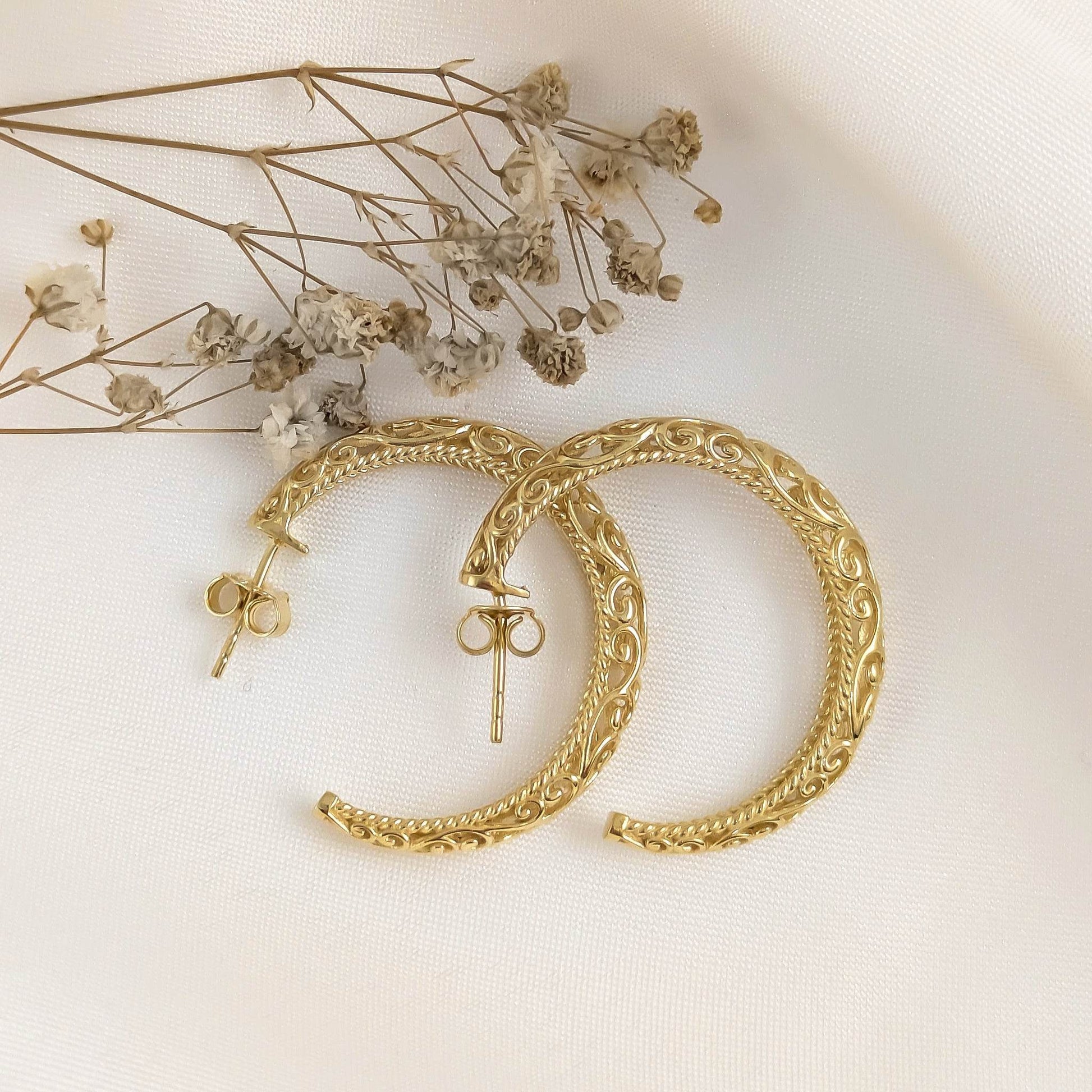 Swirl Filigree Half Hoop Earrings - TurkishBling