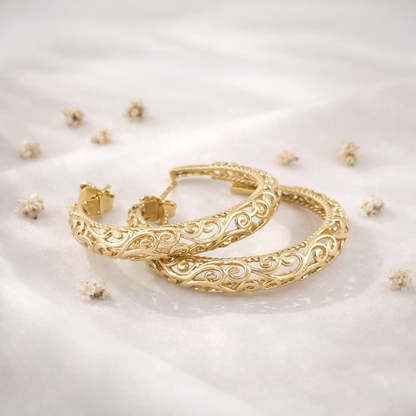 Swirl Filigree Half Hoop Earrings