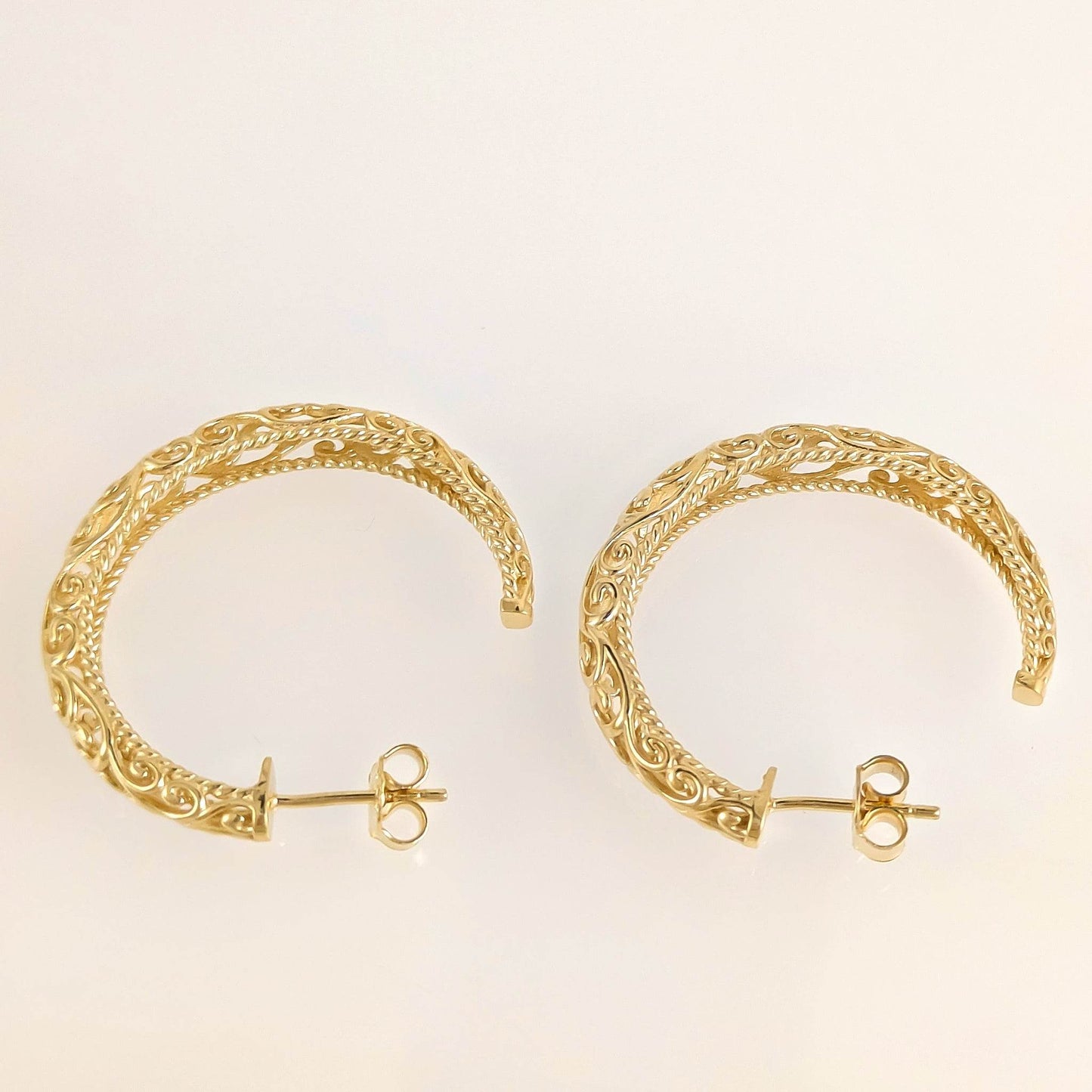 Swirl Filigree Half Hoop Earrings - TurkishBling