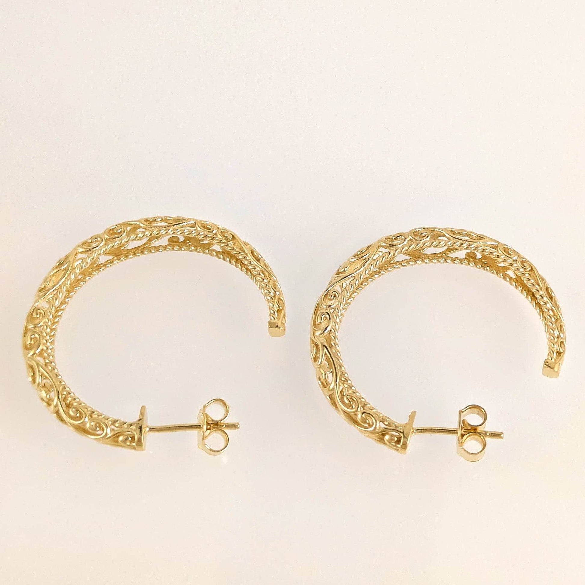 Swirl Filigree Half Hoop Earrings - TurkishBling