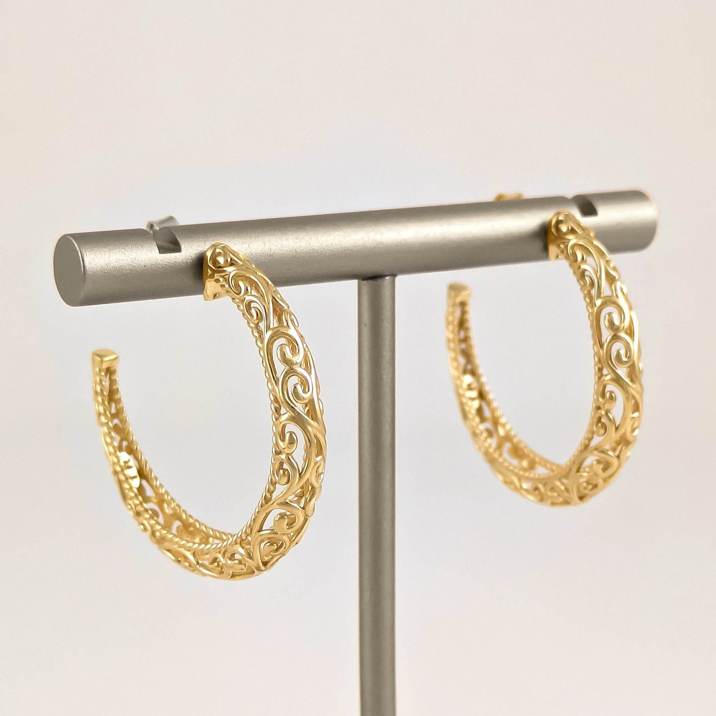 Swirl Filigree Half Hoop Earrings - TurkishBling
