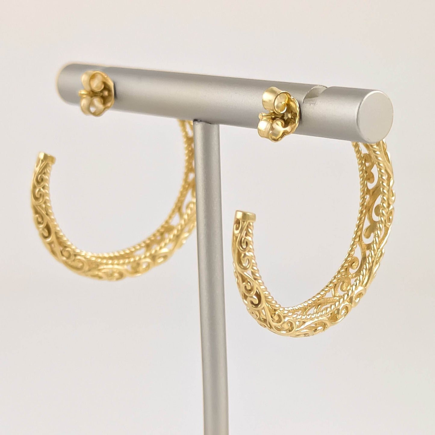 Swirl Filigree Half Hoop Earrings - TurkishBling