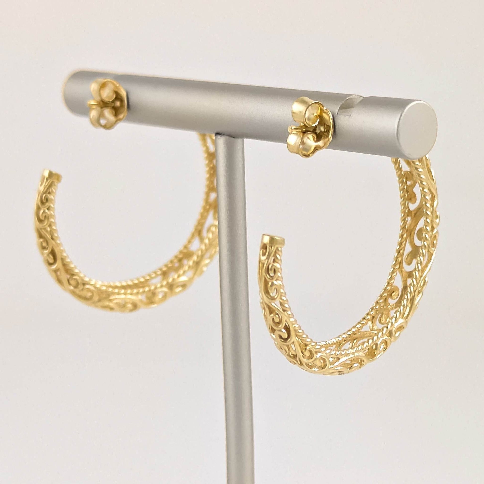 Swirl Filigree Half Hoop Earrings - TurkishBling