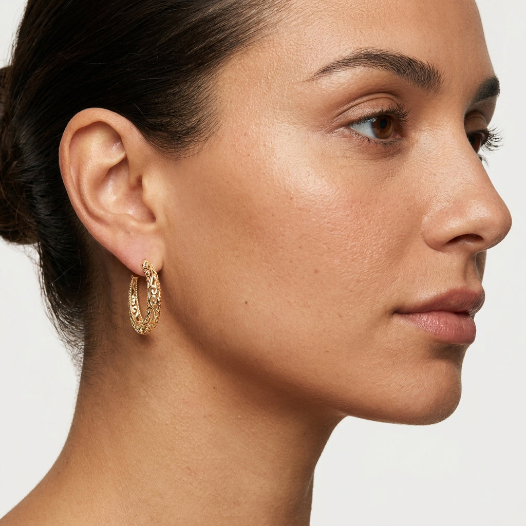 Swirl Filigree Half Hoop Earrings