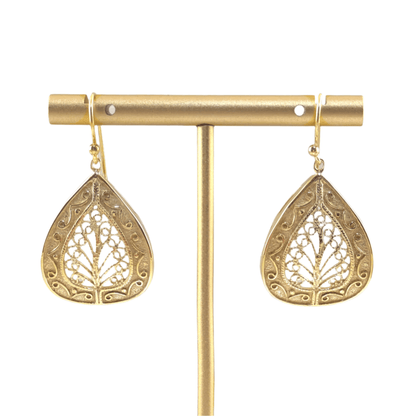 Teardrop Filigree Earrings with Elegant Openwork Design - TurkishBling