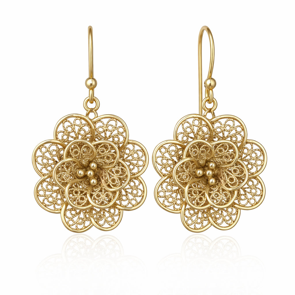 Filigree Flower Drop Earrings