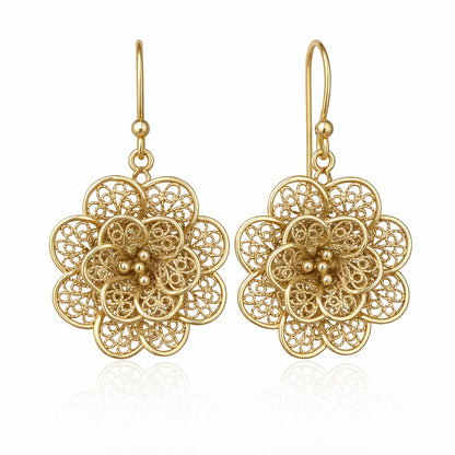 Filigree Flower Drop Earrings