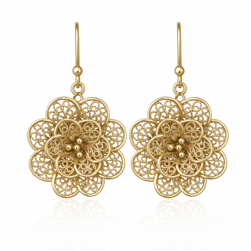 Filigree Flower Drop Earrings