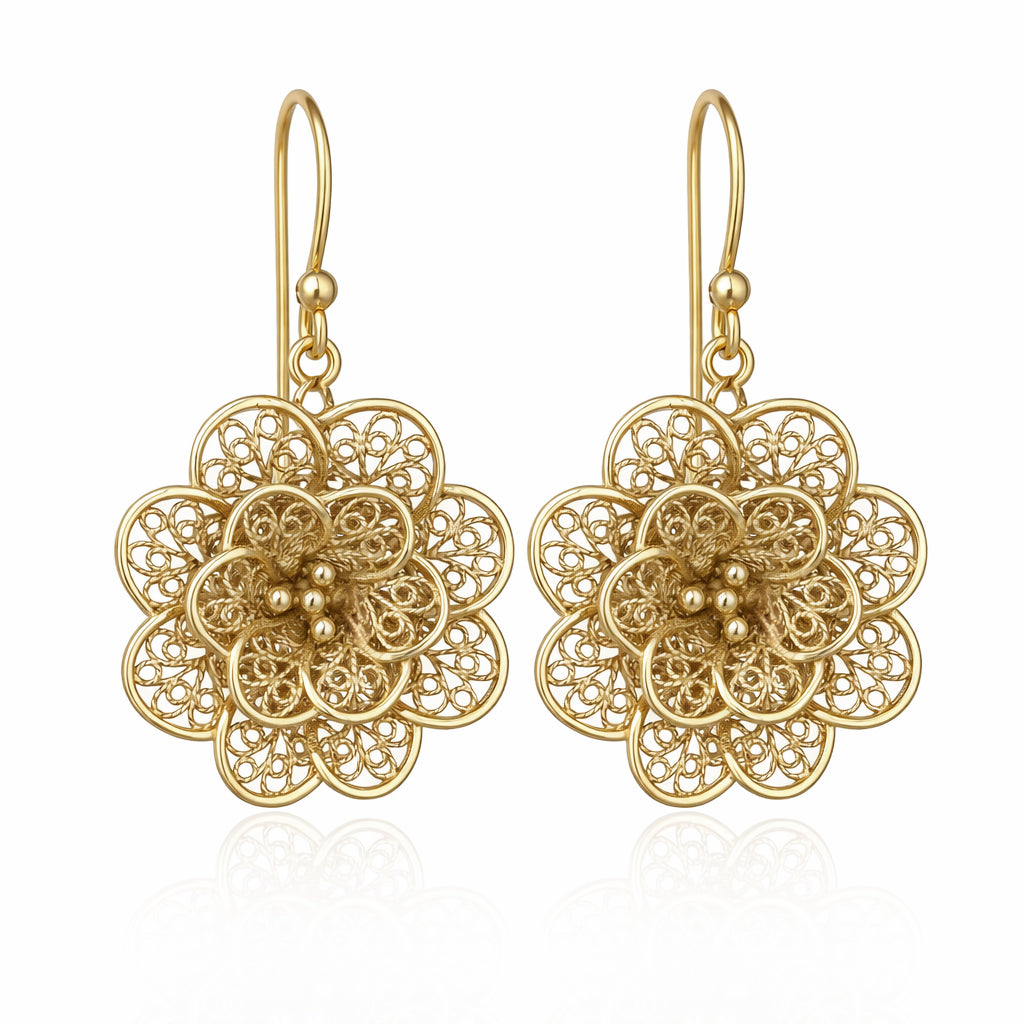 Filigree Flower Drop Earrings