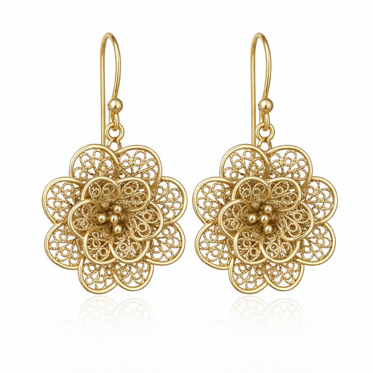 Filigree Flower Drop Earrings