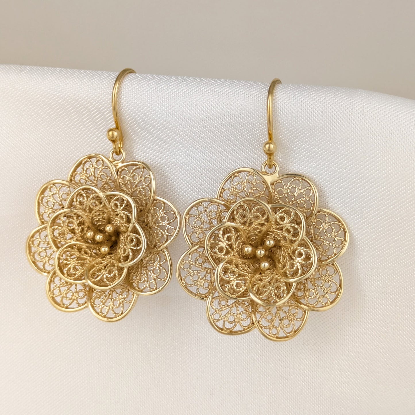 Filigree Flower Drop Earrings