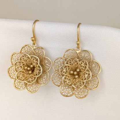 Filigree Flower Drop Earrings