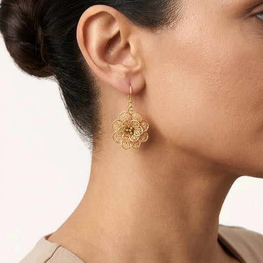 Filigree Flower Drop Earrings