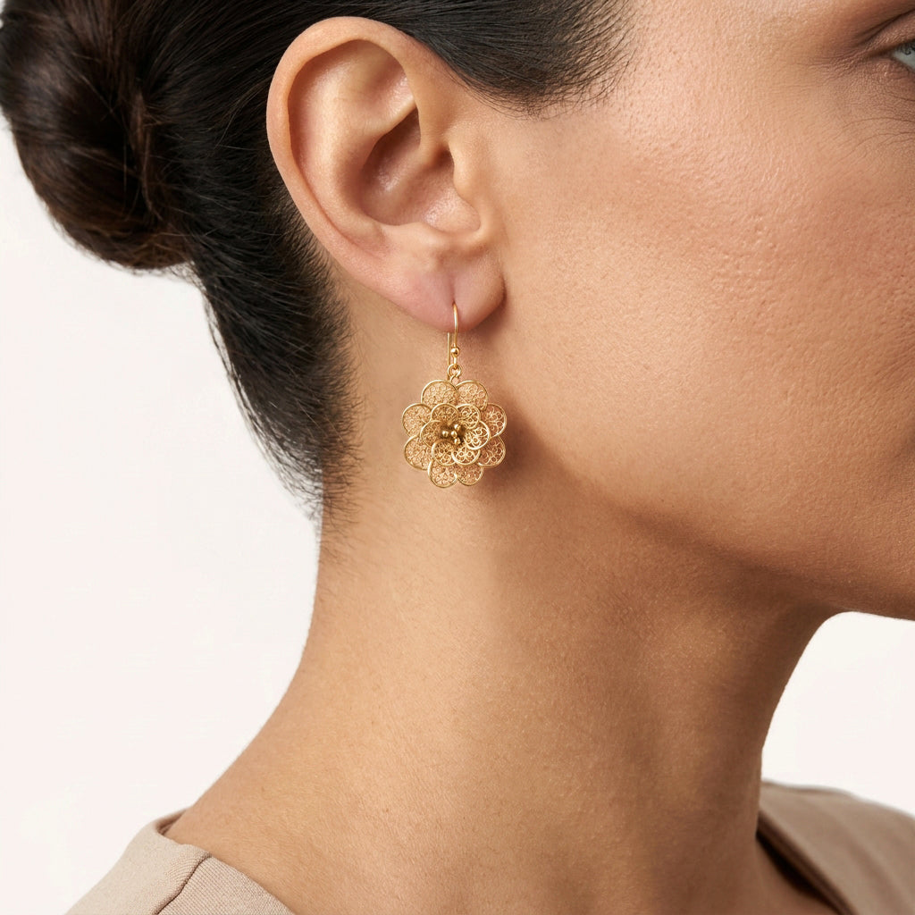 Filigree Flower Drop Earrings