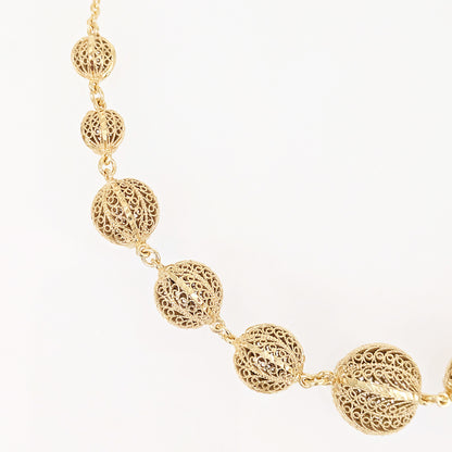 Filigree Ball Necklace – Statement Bead Design in 18k Gold over Bronze