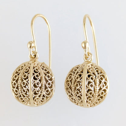Ornate Filigree Ball Drop Earrings