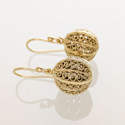 Ornate Filigree Ball Drop Earrings