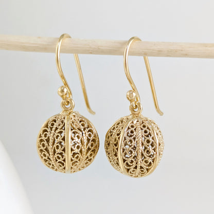 Ornate Filigree Ball Drop Earrings