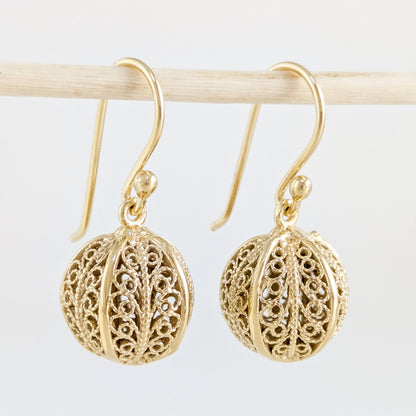 Ornate Filigree Ball Drop Earrings