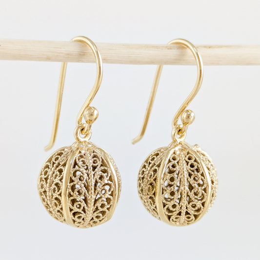 Ornate Filigree Ball Drop Earrings