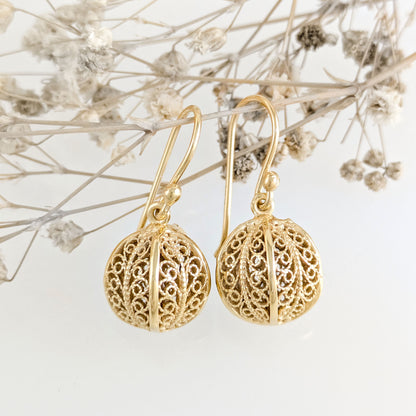 Ornate Filigree Ball Drop Earrings