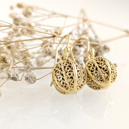 Ornate Filigree Ball Drop Earrings