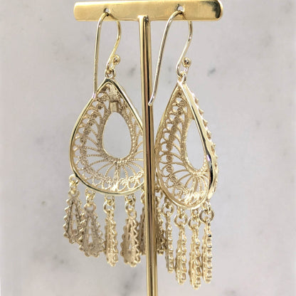 Filigree Chandelier Teardrop Earrings with Dangles - TurkishBling