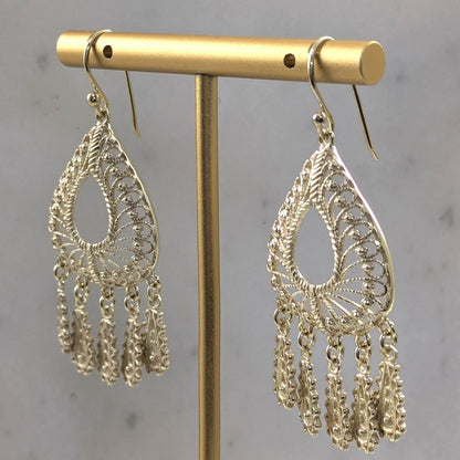 Filigree Chandelier Teardrop Earrings with Dangles - TurkishBling