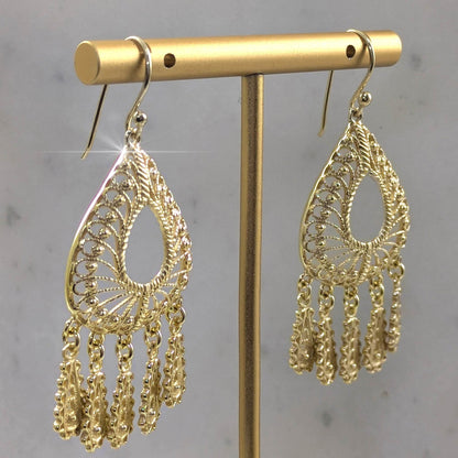 Filigree Chandelier Teardrop Earrings with Dangles - TurkishBling