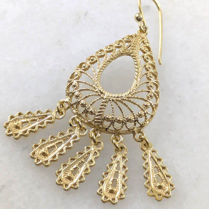 Filigree Chandelier Teardrop Earrings with Dangles - TurkishBling