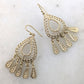 Gold Over Bronze Large Filigree Drop Dangle Earrings